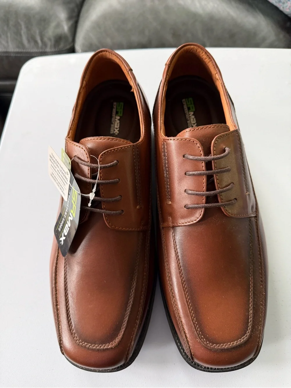 SR Max Men's Brown Leather Derby Shoes — Classic Comfort NWT